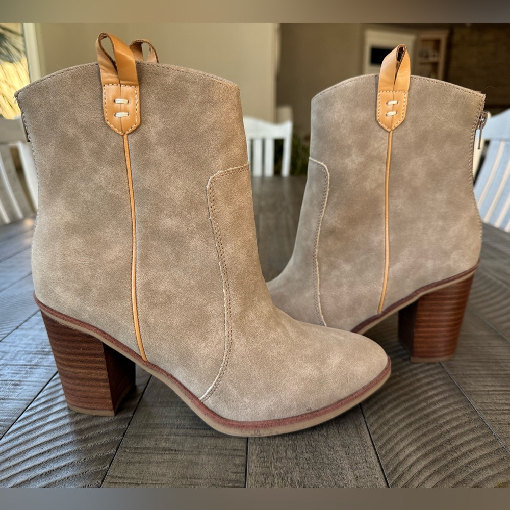 MIA Susanna Western Block Heel Ankle Sand/Nude Boots Women's Size 8 - Picture 5 of 16